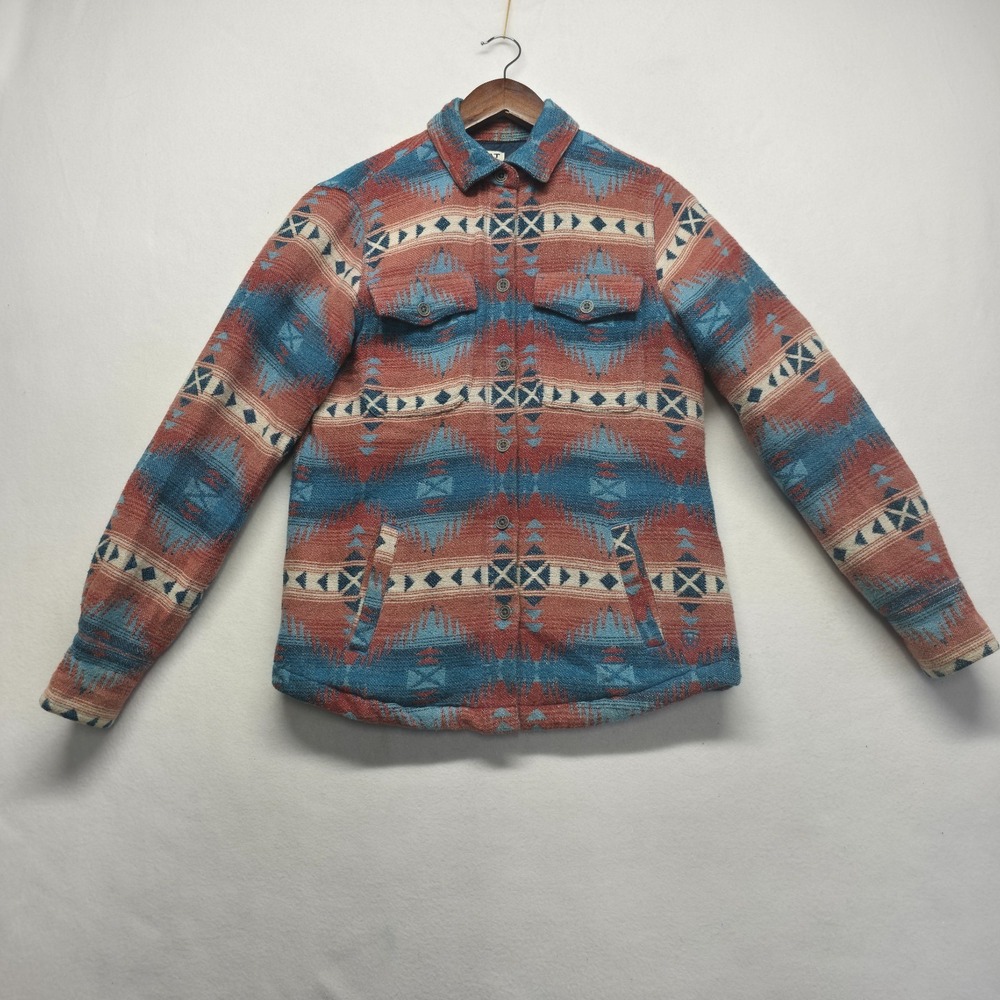 Ariat Real Women's Aztec Button Up Quilt Lined Shacket Size Small **HOLE**